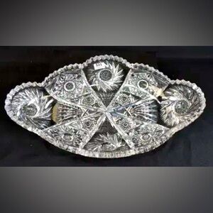 American Brilliant Period Cut Glass Serving celeryTray Large Walsh Ozone Pattern